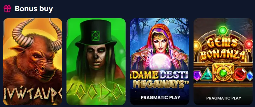 Tragamonedas con Bonus Buy en Lukkly: Minotauros, Voodoo, Madame Destiny Megaways y Gems Bonanza